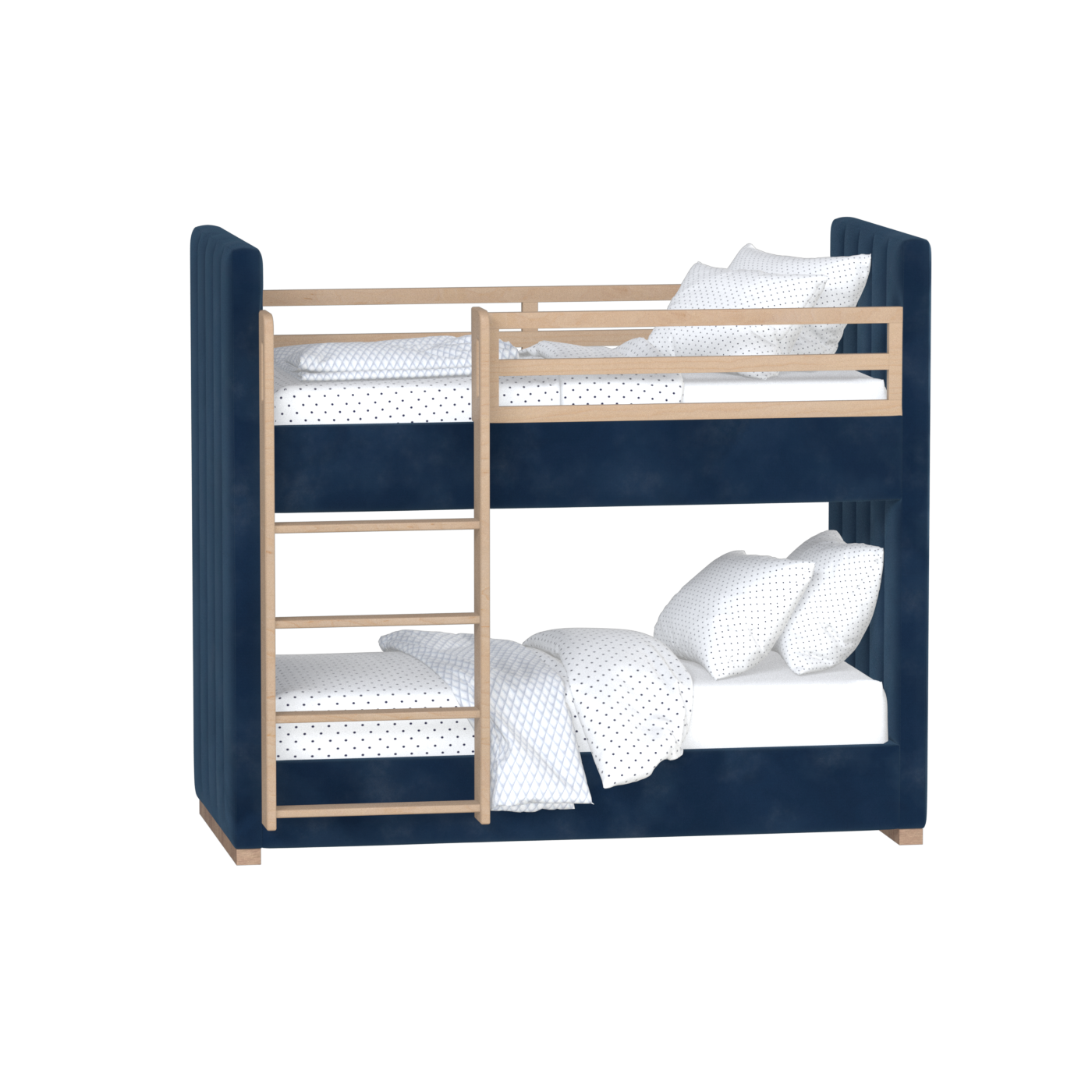 Paolo Bunk Bed with Soft Upholstery and Beechwood Accents