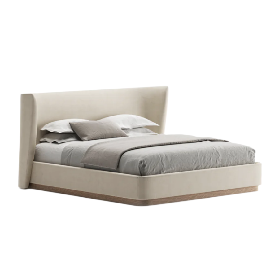 Minimalist bedroom with Essen upholstered bed