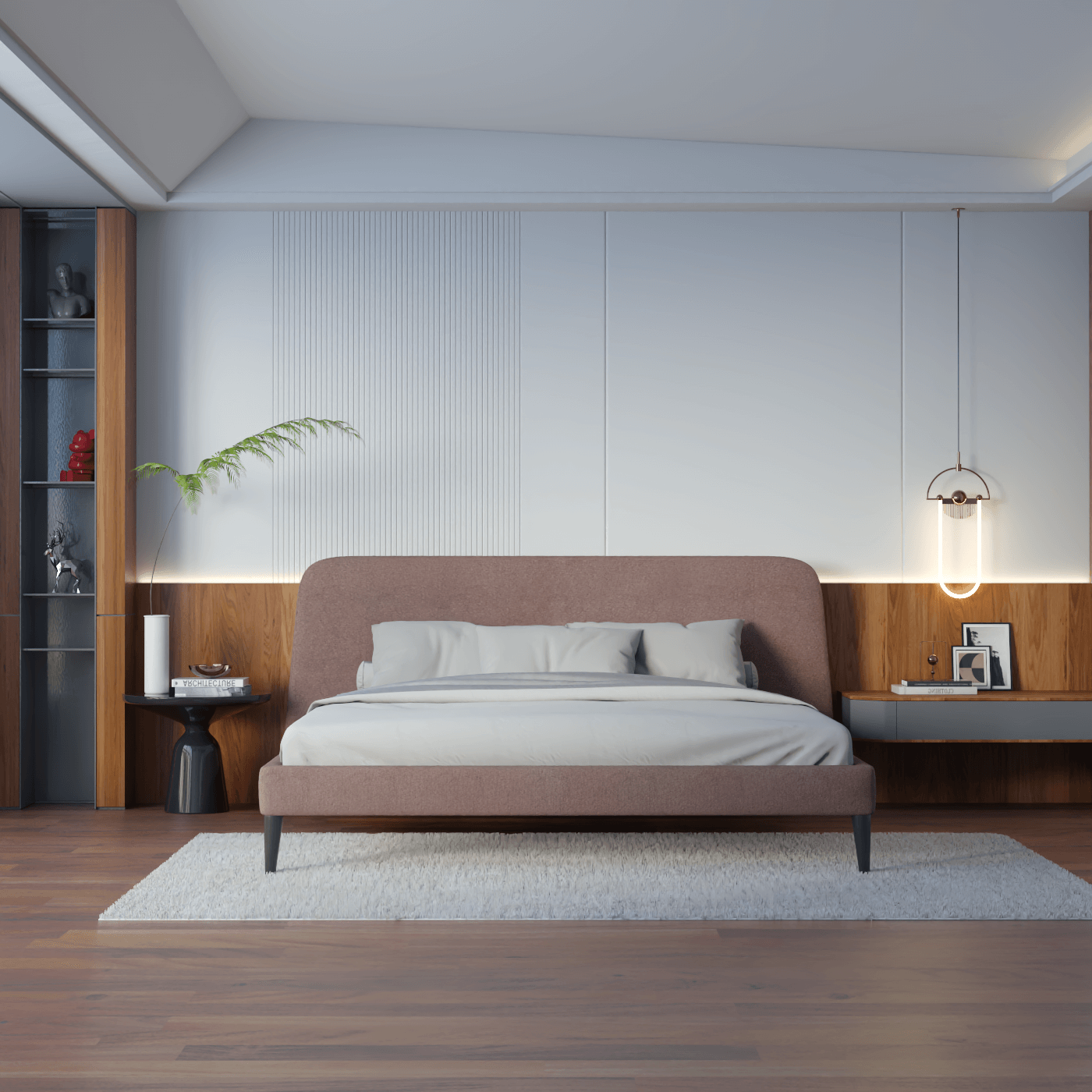 Lit double Selma avec capitonnage vertical profond
