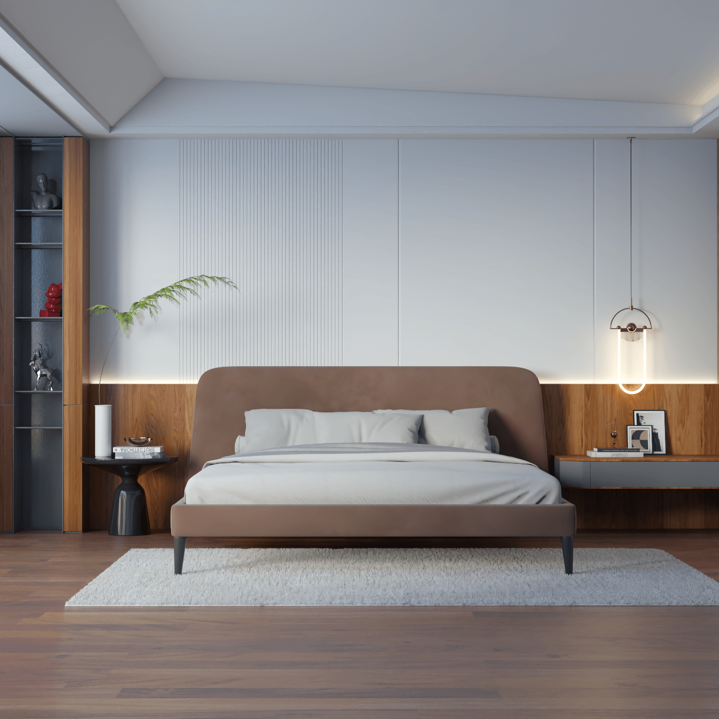 Lit double Selma avec capitonnage vertical profond