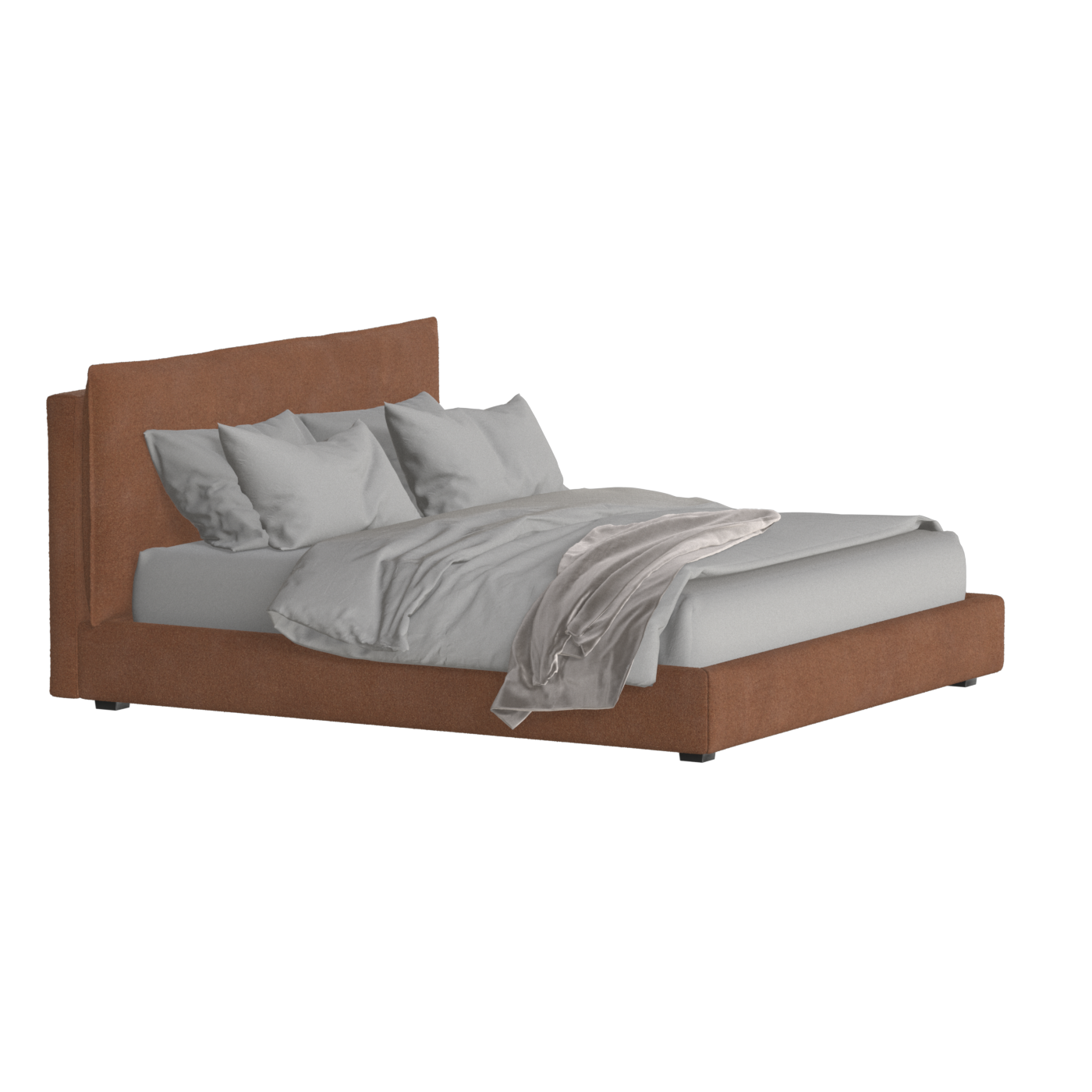 Thea Upholstered Double Bed with Clean Headboard