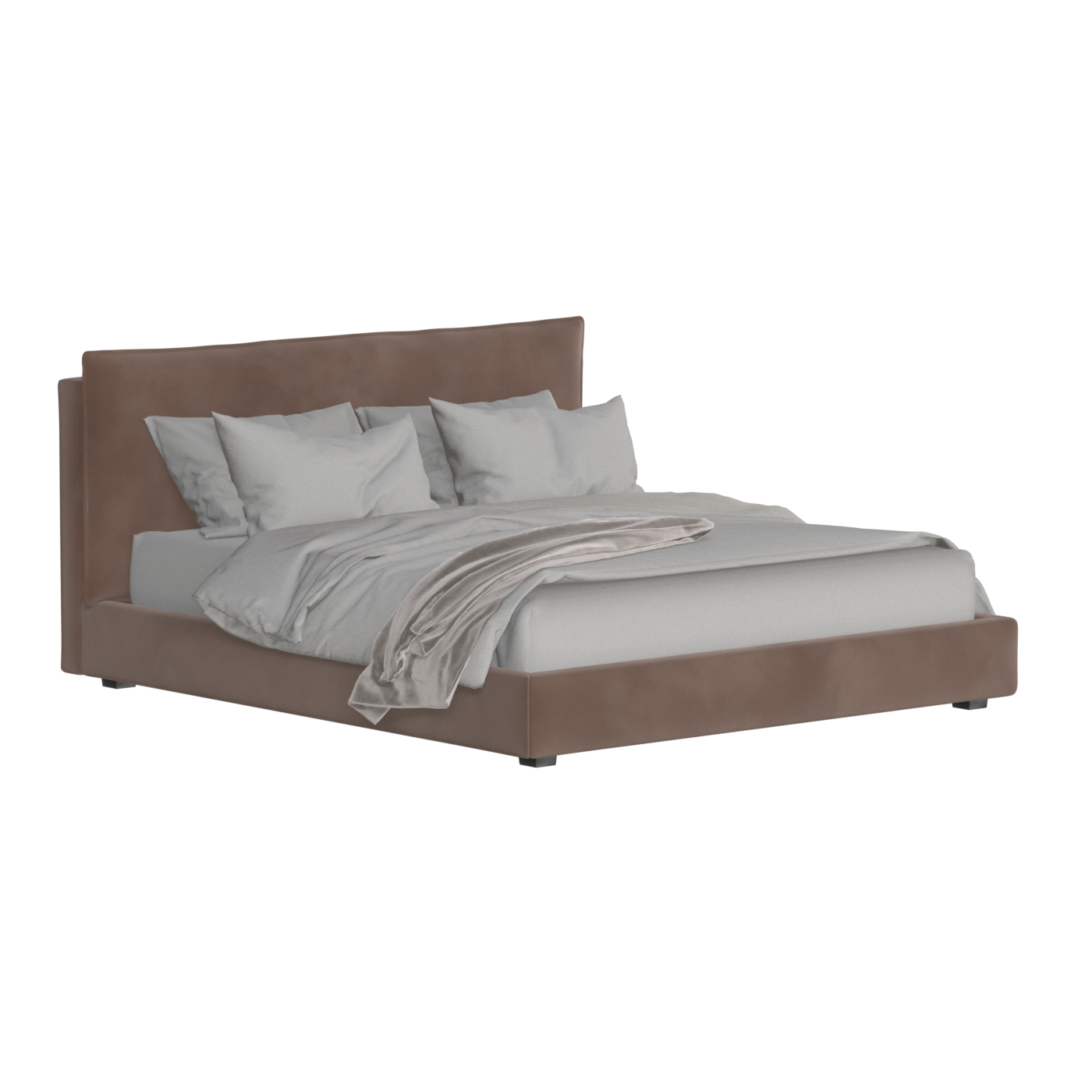 Thea Upholstered Double Bed with Clean Headboard